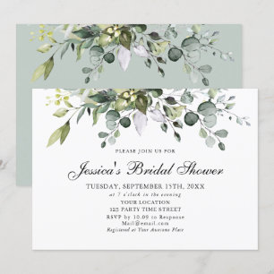 Eucalyptus Watercolor Bridal Shower Invitation
