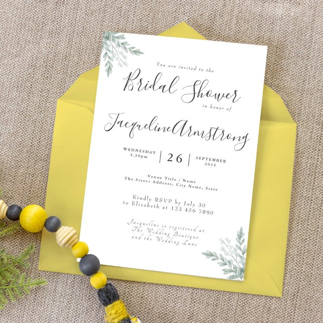 Eucalyptus Watercolor Bridal Shower Invitation (Creator Uploaded)
