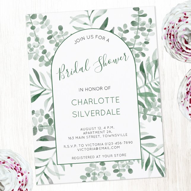 Eucalyptus Watercolor Bridal Shower Invitation Postcard (Eucalyptus greenery watercolor elegant bridal shower invitation )
