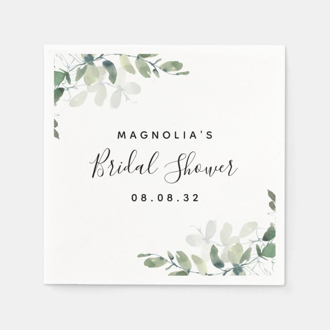 Eucalyptus Watercolor Bridal Shower  Napkin (Front)