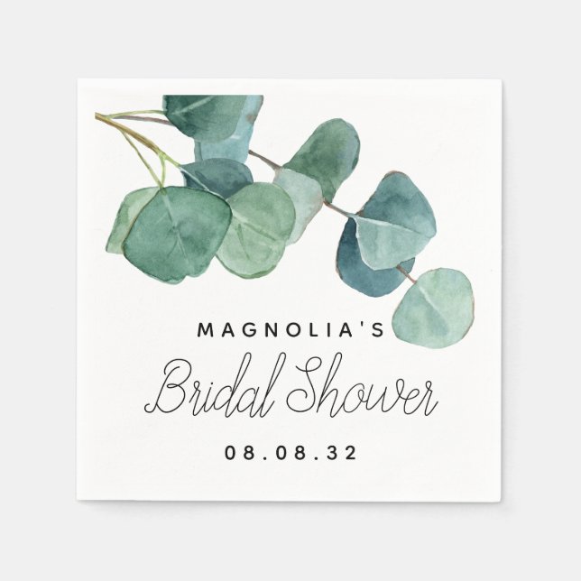 Eucalyptus Watercolor Bridal Shower  Napkin (Front)