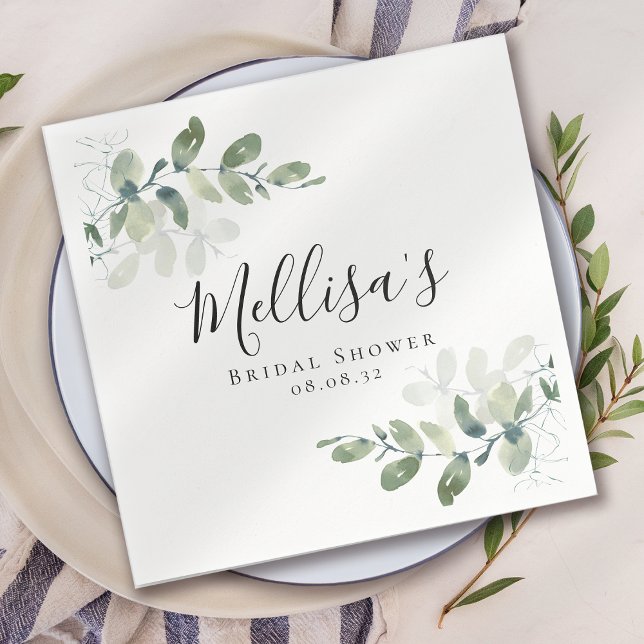 Eucalyptus Watercolor Bridal Shower  Napkin (Creator Uploaded)