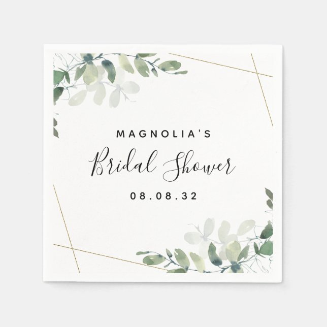 Eucalyptus Watercolor Bridal Shower  Napkins (Front)
