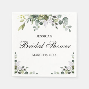 Eucalyptus Watercolor Bridal Shower Napkins