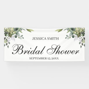 Eucalyptus Watercolor Bridal Shower Sign Banner