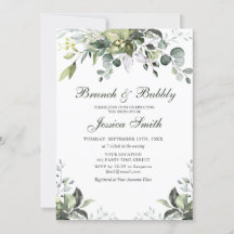 Eucalyptus Watercolor Brunch and Bubbly Invitation
