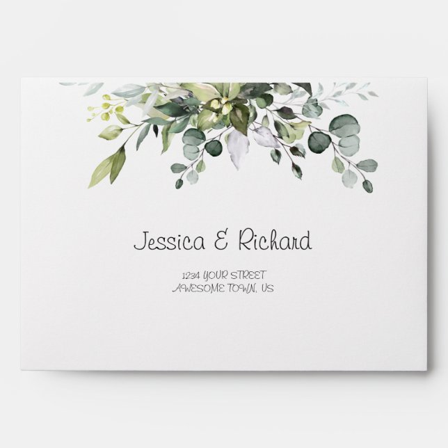 Eucalyptus Watercolor Custom Envelope (Front)