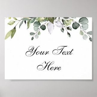 Eucalyptus Watercolor Custom Text Poster