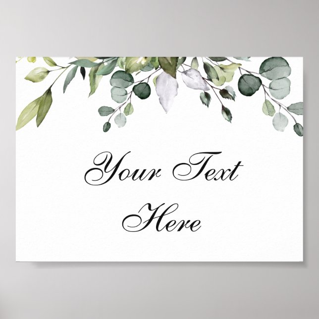 Eucalyptus Watercolor Custom Text Poster (Front)