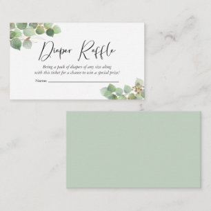 Eucalyptus Watercolor Diaper Raffle Baby Shower Enclosure Card