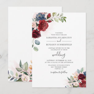 Eucalyptus Watercolor Dusty Blue Botanical Wedding Invitation