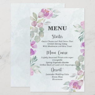 Eucalyptus Watercolor Dusty Blue Wedding Menu