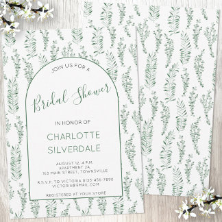Eucalyptus Watercolor Elegant Bridal Shower Invitation