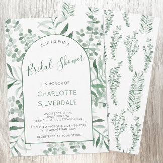 Eucalyptus Watercolor Elegant Bridal Shower Invitation