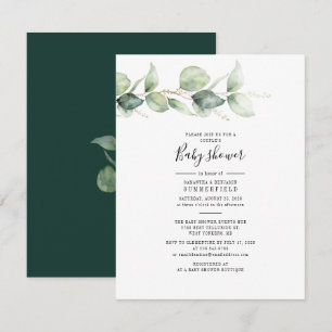 Eucalyptus Watercolor Elegant Couples Baby Shower Invitation
