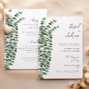 Eucalyptus watercolor Elegant Wedding Details Invitation