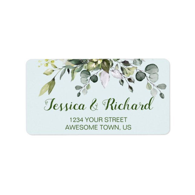 Eucalyptus Watercolor Floral Address Label (Front)