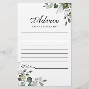 Eucalyptus Watercolor Floral Advice Card