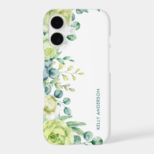 Eucalyptus watercolor floral border with roses