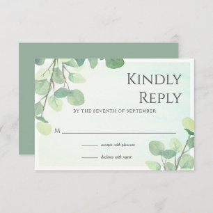 Eucalyptus Watercolor Floral Wedding RSVP Card