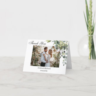 Eucalyptus Watercolor Folding PHOTO Thank You Card
