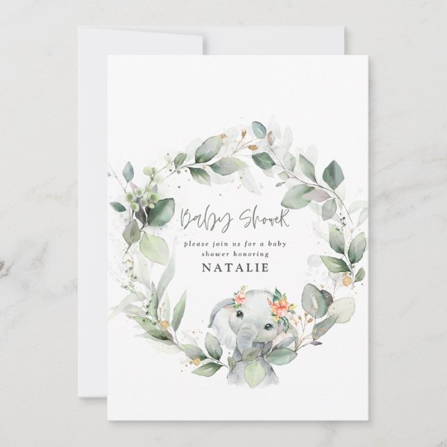 eucalyptus watercolor foliage baby shower  invitation (Front)