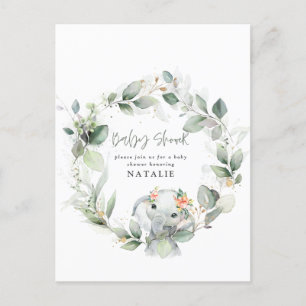 eucalyptus watercolor foliage baby shower postcard