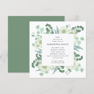 Eucalyptus Watercolor Foliage Floral Bridal Shower Invitation