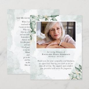 Eucalyptus Watercolor Funeral Thank You Prayer