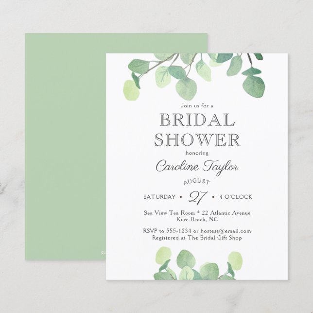 Eucalyptus Watercolor Greenery Bridal Shower (Front/Back)