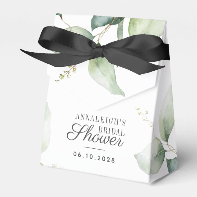 Eucalyptus Watercolor Greenery Bridal Shower Favour Box (Front Side)
