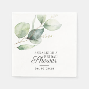 Eucalyptus Watercolor Greenery Bridal Shower Paper Napkin