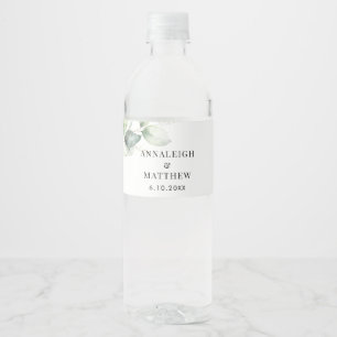 Eucalyptus Watercolor Greenery Bridal Shower Water Bottle Label