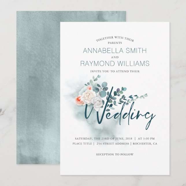 Eucalyptus | Watercolor Greenery | Floral Wedding Invitation (Front/Back)