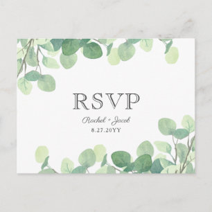 Eucalyptus Watercolor Greenery Wedding RSVP Postcard