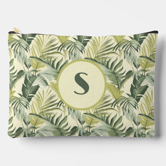 Eucalyptus Watercolor Leaf Pattern Accessory Pouch (Front)