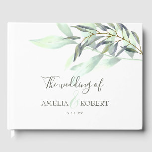 Eucalyptus Watercolor Leaves Guest Book