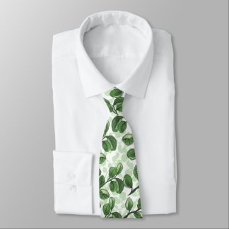 Eucalyptus watercolor leaves  tie