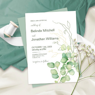 Eucalyptus Watercolor Minimalist Wedding Invitation