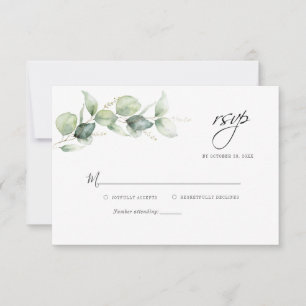 Eucalyptus Watercolor Minimalist Wedding RSVP Card