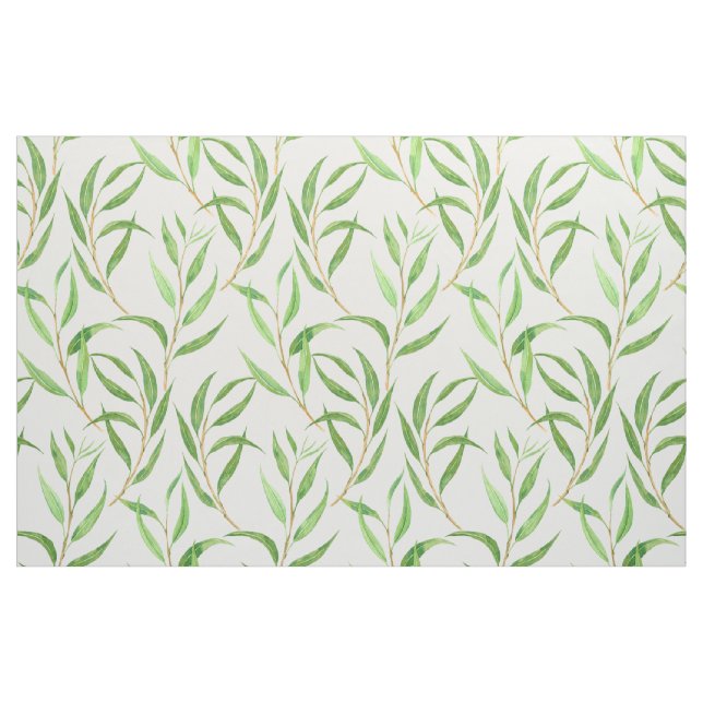 Eucalyptus watercolor pattern on white fabric (Fat Quarter)