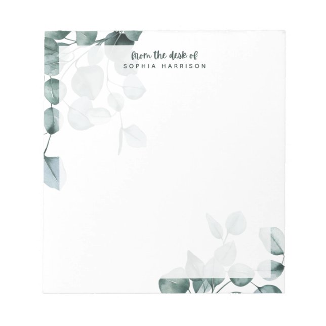 Eucalyptus Watercolor Personalised Notepad (Front)