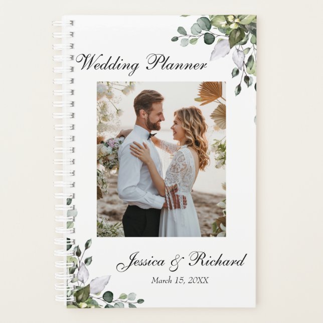 Eucalyptus Watercolor PHOTO Wedding Planner (Front)