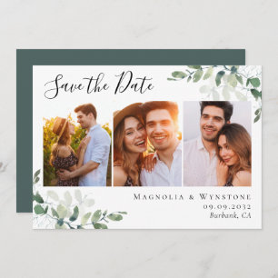 Eucalyptus Watercolor Photo Wedding  Save The Date
