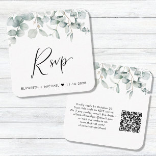 Eucalyptus Watercolor QR Code Wedding RSVP Enclosure Card
