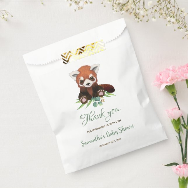Eucalyptus Watercolor Red Panda Bear Baby Shower Favour Bags (Sealed)
