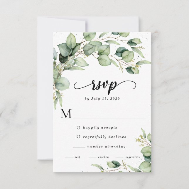 Eucalyptus Watercolor  RSVP Card (Front)
