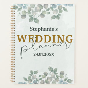 Eucalyptus Watercolor Sage Green Wedding Planner