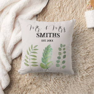 Eucalyptus Watercolor Sage Vintage Botanical Cushion