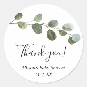 Eucalyptus watercolor simple favour thank you classic round sticker